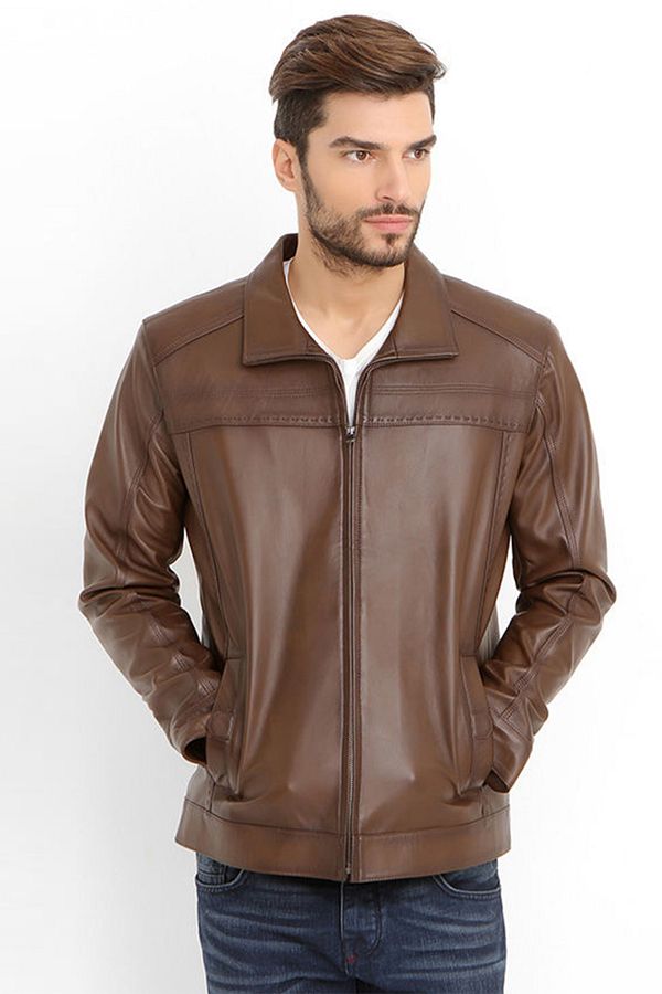 Dericlub-Pc1349A Real Leather Men's Coat Hazelnut 1