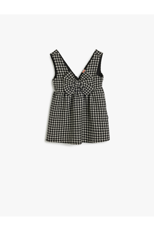 Koton Tüvit Elbise V Yaka Fiyonk Detaylı