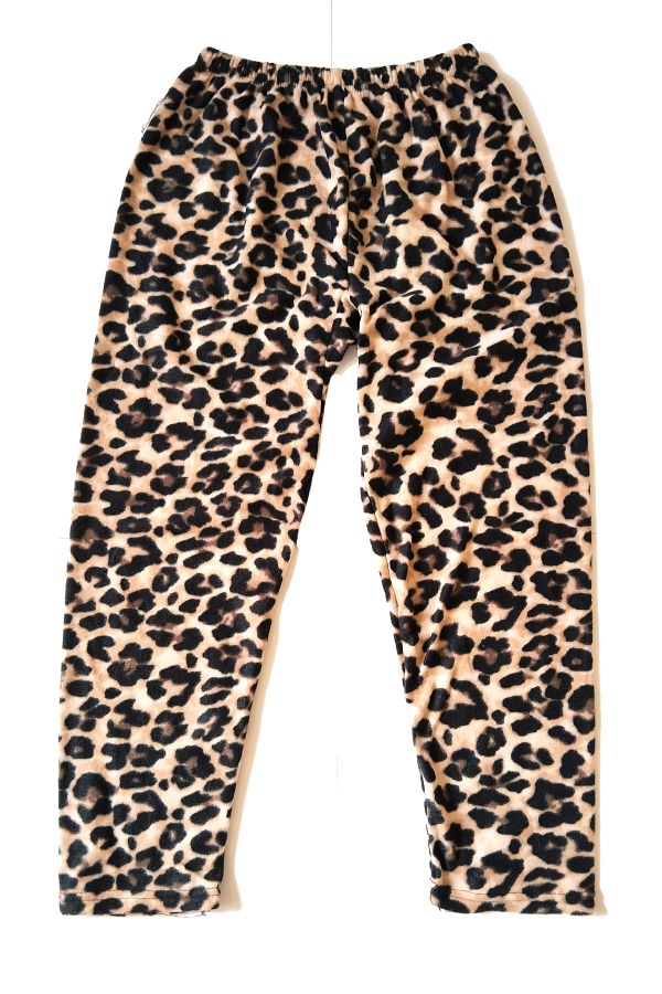 SG38 Leopard Print Thermal Pajama Bottoms Large Size Women s Home Wear Pockets Sgm3108 4385 Trendyol