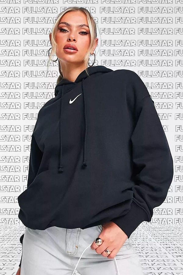 Nike Sportswear Fleece Hoodie Oversized Fit Hooded Loose Fit Sweatshirt Black Trendyol