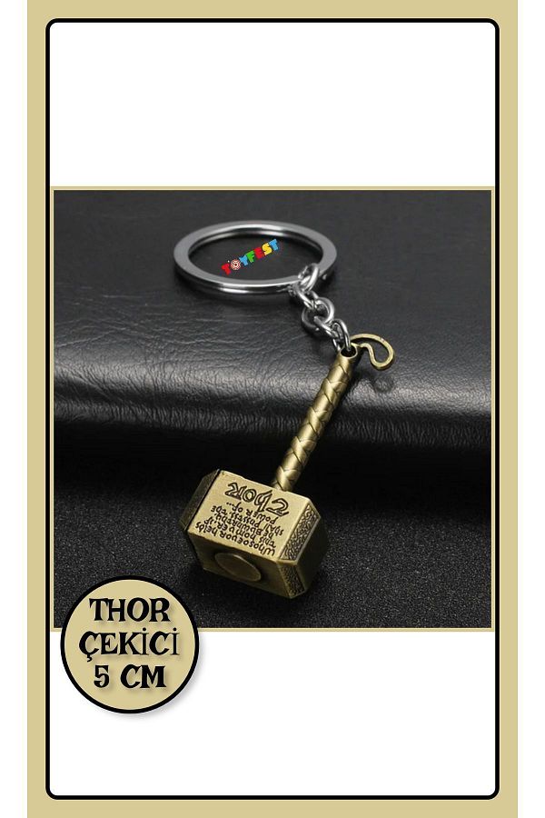 TOYFEST Marvel Avengers Thors Hammer Metal Thor Hammer Figured Keychain Gold Color Trendyol
