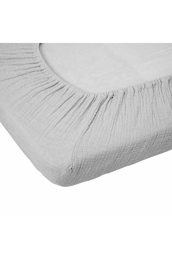 GİNETEKS-White Single Elastic Sheet Set - 2 Layers Muslin, Luxury Pillow, 100*200 1
