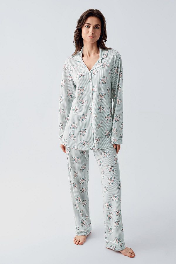 Artış-Flexible Viscous Pajama Set - Long Sleeve and Patterned 1
