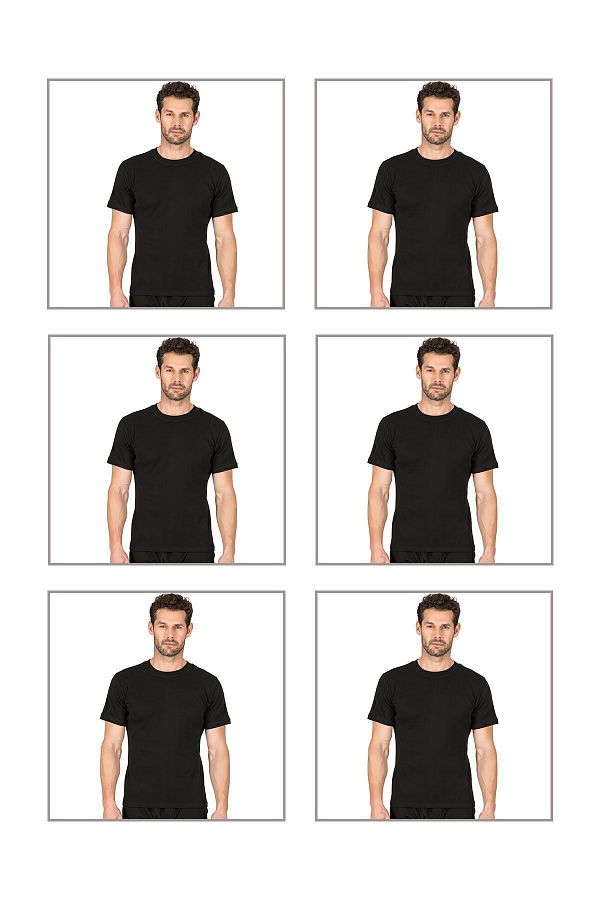 ÖZKAN underwear-Мъжка тениска с половин ръкав, 6 броя, Özkan 0116, ребрена, гъвкава и удобна, затворена яка 1