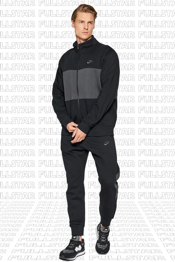 Nike Track Suit Fleece Colorblock Full Zip Raised Cotton Thick Tracksuit Set Black Trendyol