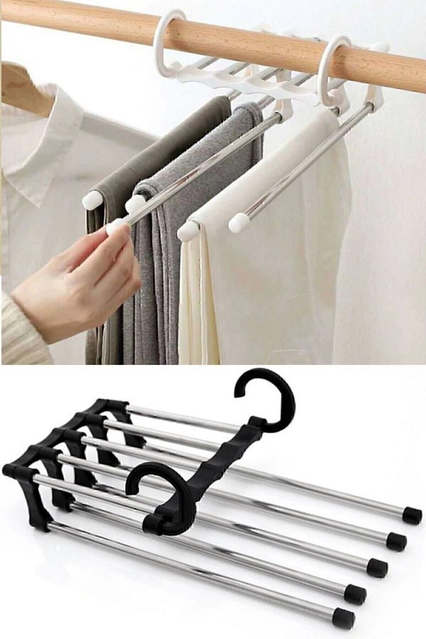 Canderel-Foldable 5-Piece Trouser Hanger Movable In-Closet Hanger System 1