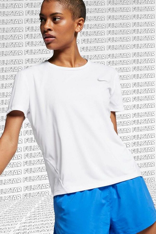 Nike Miler Dri Fit White Tee White Running Training T Shirt with Back Panel Trendyol