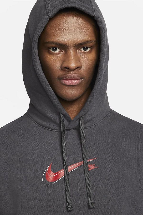 Nike Sportswear Court Hoodie Swoosh Hooded Anthracite Thick Sweatshirt Dd Trendyol