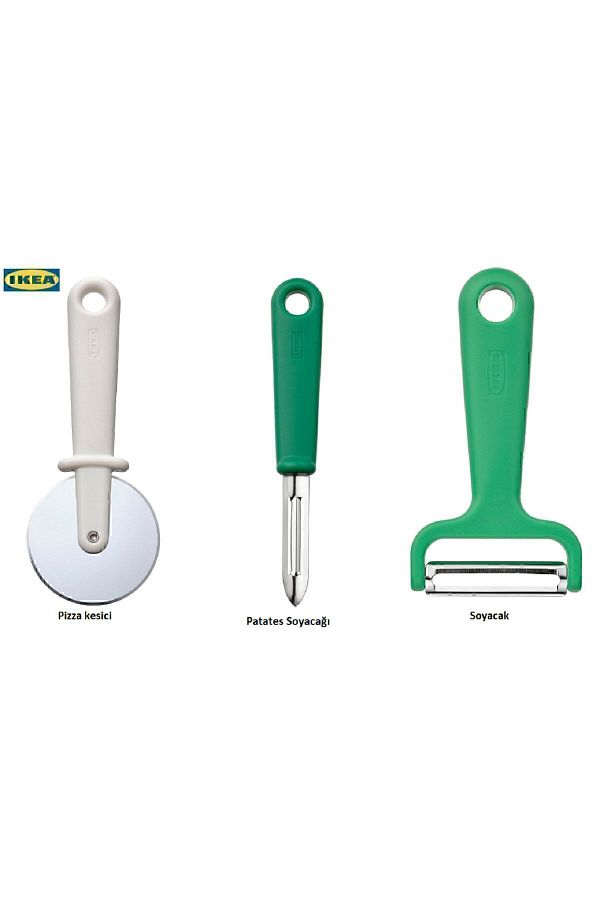 IKEA-قطاعة بيتزا Uppfylld + مقشرة بطاطس خضراء + مقشرة خضراء 1 قطعة Dfitset 1