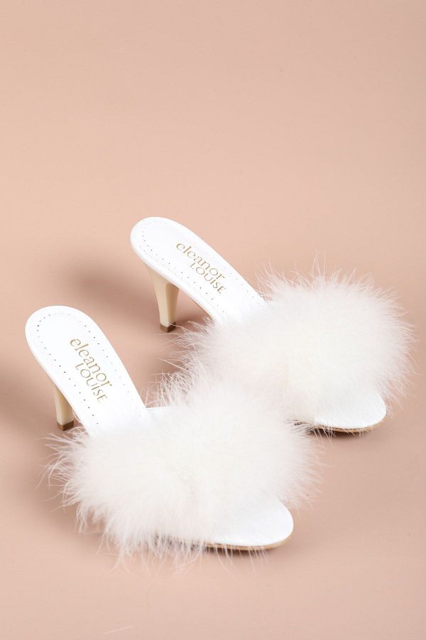 Furry heeled slippers sales