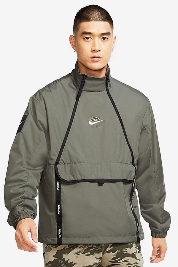 Nike Air Men Jacket Loose Fit Half Zipper Khaki Jacket Trendyol