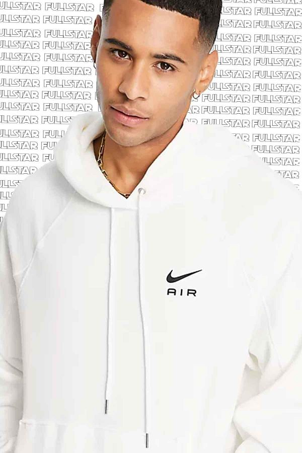Nike Air French Terry Hoodie Hooded Unisex Sweatshirt Oversize White Trendyol