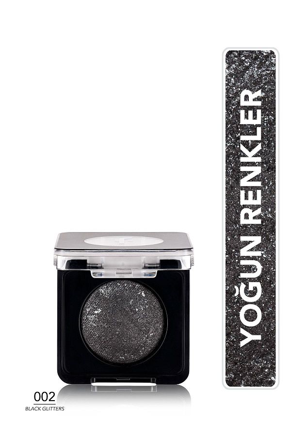 Flormar-Intensiver Schimmer-Lidschatten - Baked Eyeshadow -002 Black Glitters- 8682536052368 1