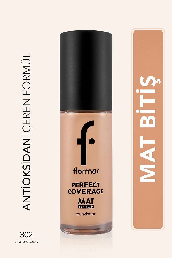 Flormar-Matte Finish Foundation (Cold Bottom Tone) - Matte Touch Foundation - 302 Golden Sand8682536057585 1