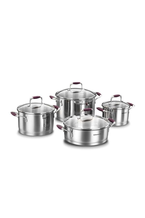 KORKMAZ-Flora Purple Cookware Set A1979-3 8 Pieces 1