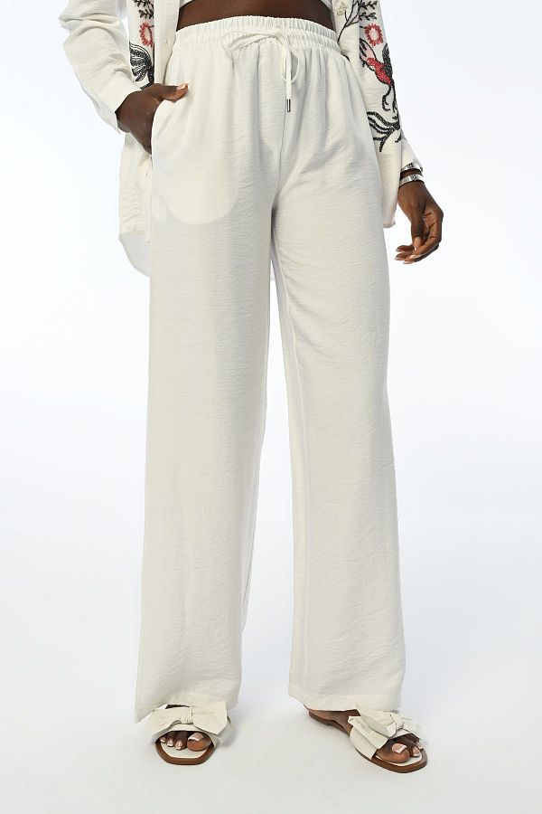Orfeo Negro-Comfortable Fit - Wide Leg Women's Trousers, Elastic Waist 1