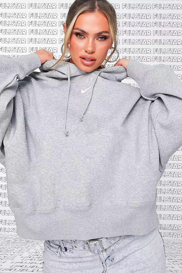 Nike Sportswear Fleece Hoodie Oversized Fit Hooded Loose Fit Sweatshirt Gray Trendyol