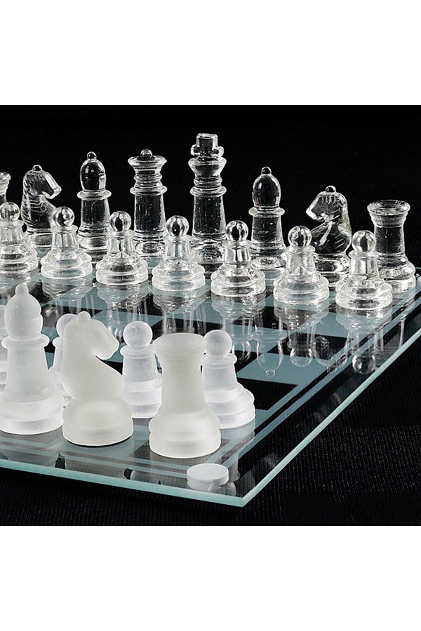 EXENET-Premium Luxury Glass Chess Set - Transparent Frosted Gems, Elite Design, Custom Production Luxury Collection Set 1