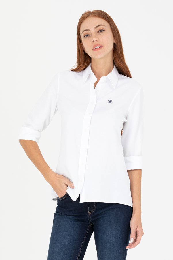 U.S. Polo Assn. Women's White Long Sleeve Basic Shirt 50266361-Vr013