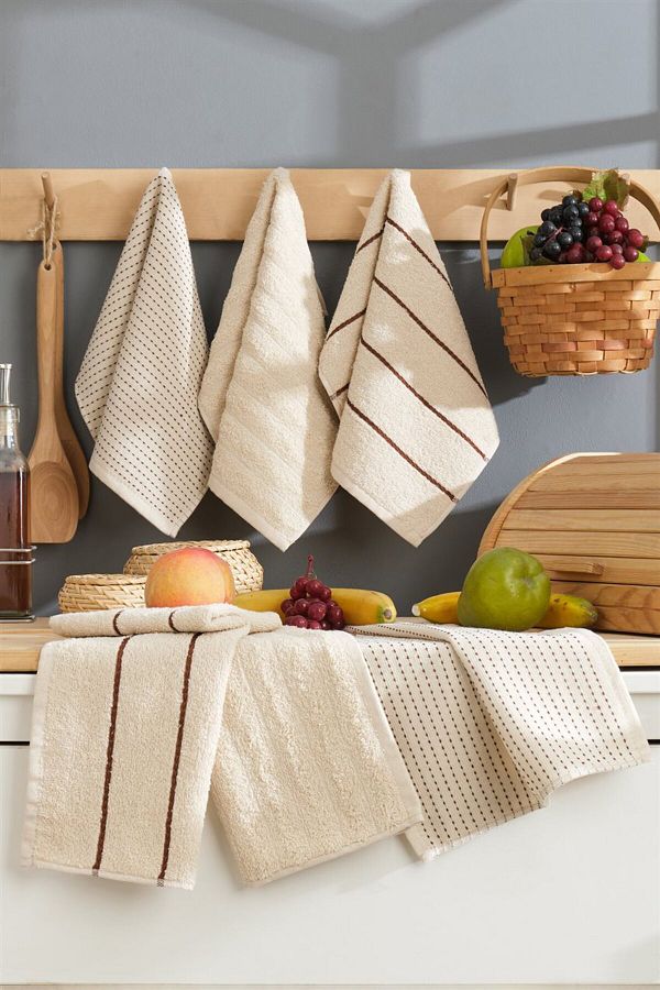 Rebeka Sofia Beige 6 Piece Kitchen Towel Set Trendyol