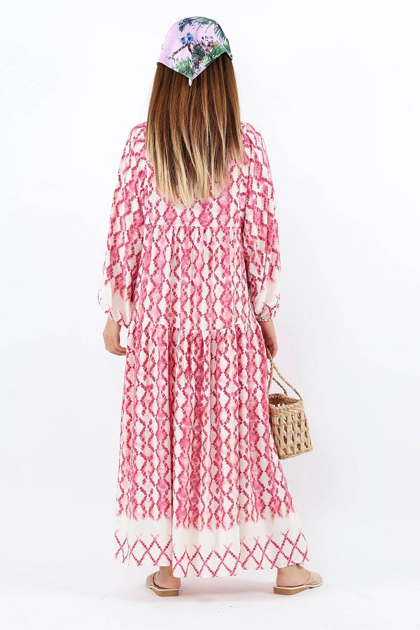 Ritnice Prive Women s Soft Pink 100 Viscose Maxi Length Balloon Sleeve Long Summer Dress Trendyol
