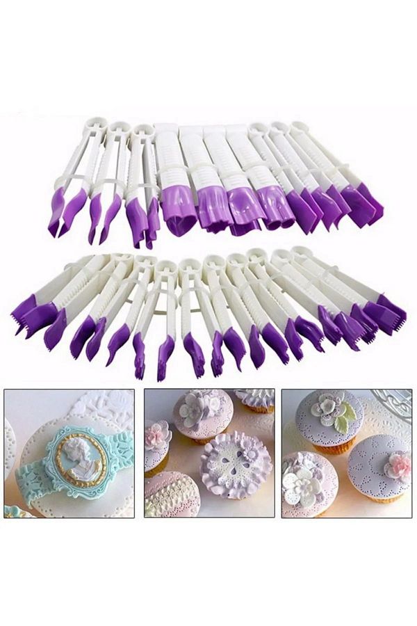 Tinky Winky-Candy Plasticine Tweezers Set 20 Pieces Serrated Flat Pastry Decoration Pen Marzipan Set 1