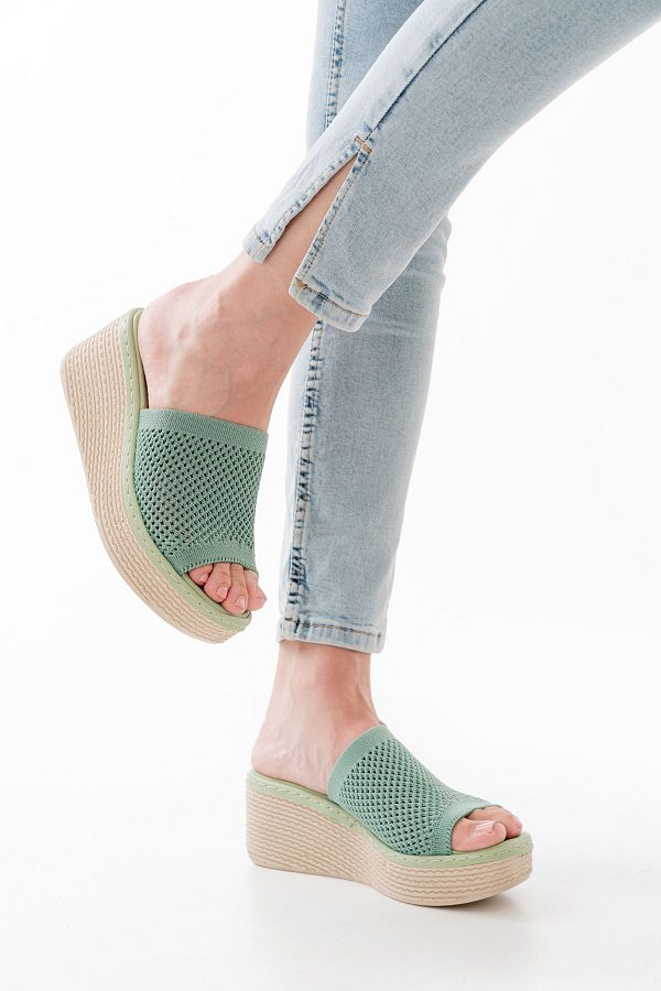 Moda Asmira-232-460 Mint Green Knitwear Daily Orthopedic Wedge Heel Women's Slippers 1