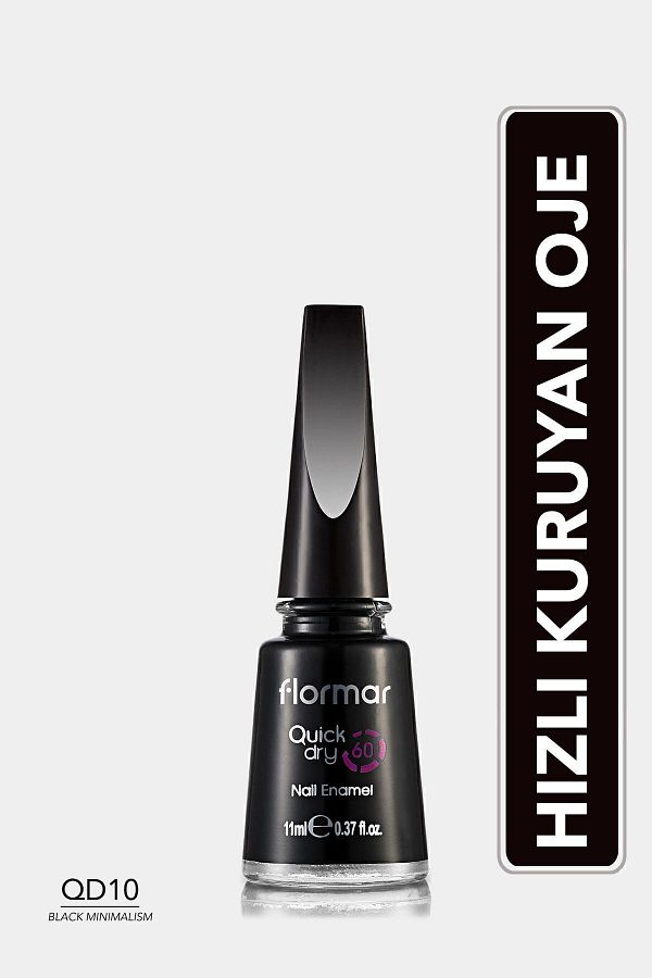 Flormar-Hızlı Kuruyan Oje (SİYAH) - Quick Dry Nail Enamel - Qd10 Black Minimalism - 8690604234042 1