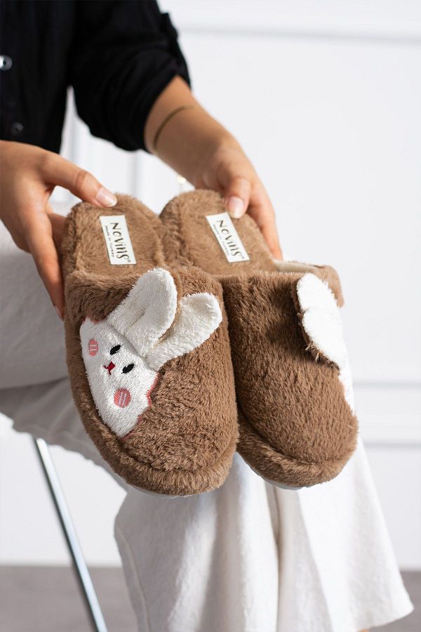 NOV NS Stylish Plush Rabbit Figured Women s Children s House Slippers Quiet Comfortable Sole Trendyol