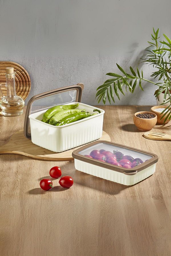 VİP AHMET-Rectangular Vacuum Storage Container - Small, 1*2.7 Lt, 2*1.5 L Beach 1