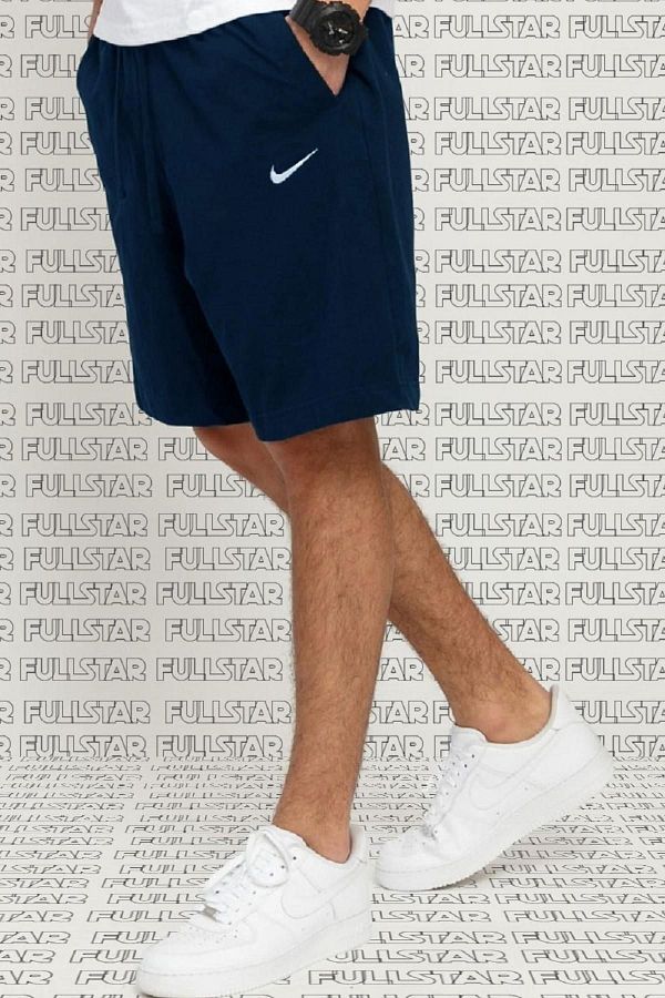 Nike Shorts Club Swoosh Jersey Unisex Summer Thin 100 Cotton Shorts Navy Blue Trendyol