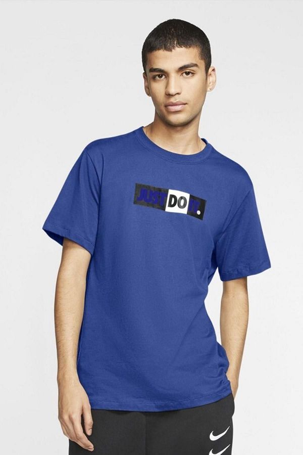Nike Just Do It Men s Blue Cotton T Shirt Standard Fit Trendyol