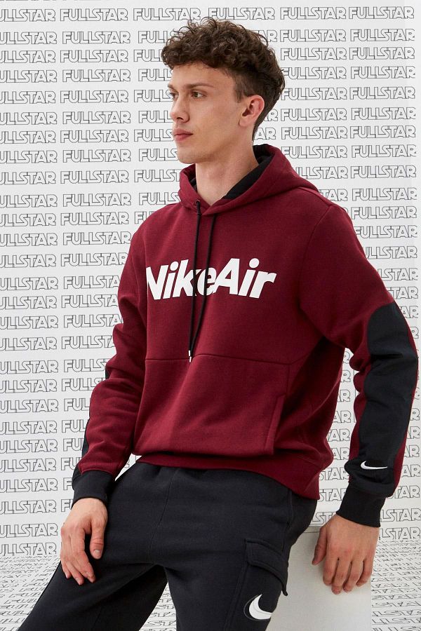 Nike Air Sportswear Hoodie Burgundy Big Logo Hooded Claret Red Men s Sweatshirt Trendyol