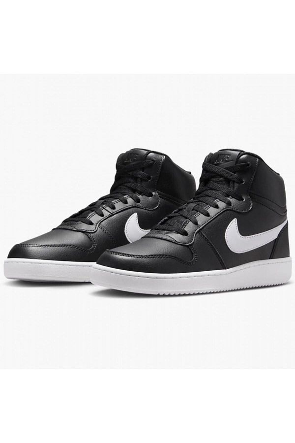 Nike Men s Sneakers Ebernon Mid Triple Genuine Leather High Top Black Trendyol