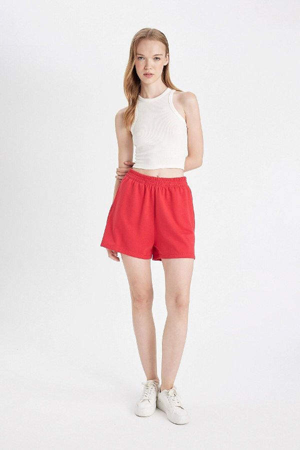 DeFacto-Regular Fit Elastic Waist Basic Straight Shorts Z5071Az24Sm 1
