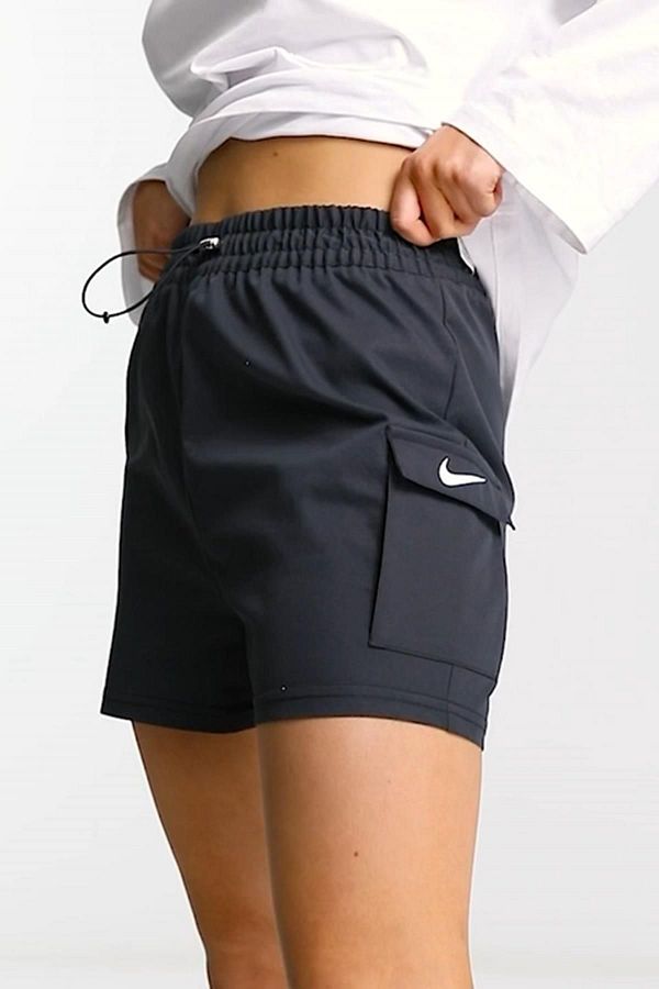 Nike Black Mini Swoosh Woven Cargo Shorts Single Pocket Women s Cargo Shorts Trendyol