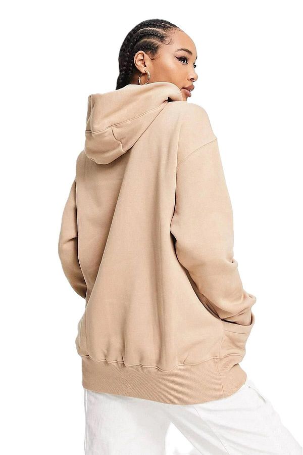 Nike Beige Color Mini Swoosh Oversized Hooded Hoodie Trendyol