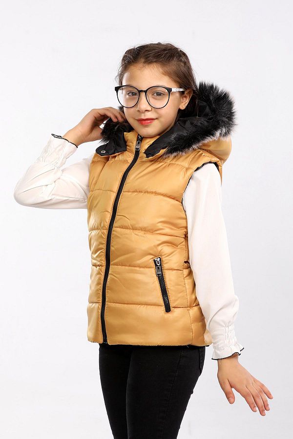 Mustard yellow puffer vest hot sale