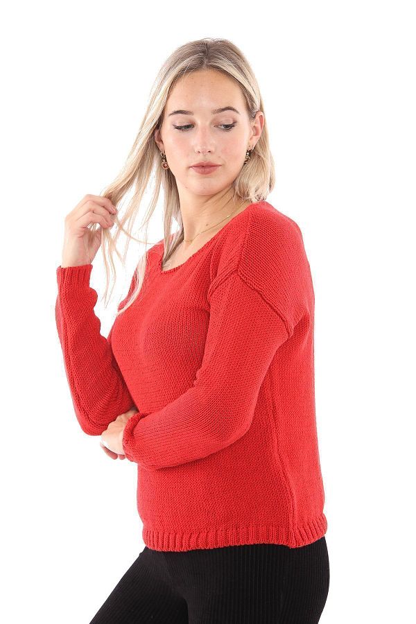 Sense-Crew Neck Cotton Acrylic Sweater| Trk32010 Red 1
