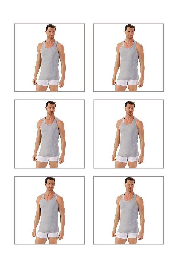 ÖZKAN underwear-Özkan 0267 6 Pack Ανδρικό βαμβακερό Lycra Μονό Τζέρσεϊ Ευέλικτο Άνετο Αθλητικό εσώρουχο Rambo Cross Back; 1
