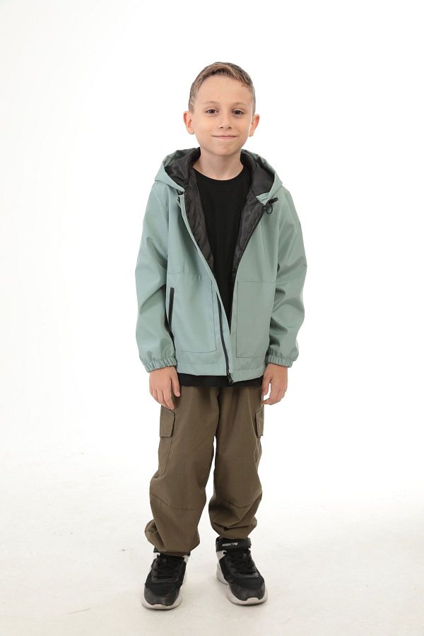 Staristan Mint Green Water and Windproof Hooded Raincoat for Boy Double Zipper and Pocket Trendyol