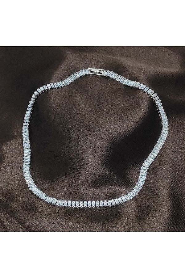 takıbyysm-Waterway Colier Baguette Stone Zircon Stone Zirconiu 44 Cm Culoare Argintie 1