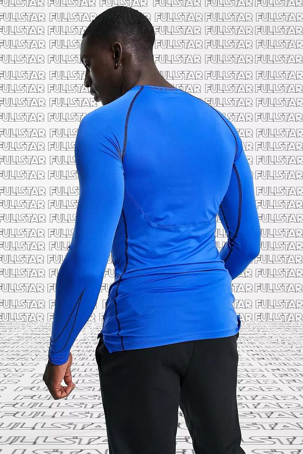 Nike Pro Dri Fit Men s Tight Fit Top Slim Fit Long Sleeve Sweatshirt Body Sax Blue Trendyol