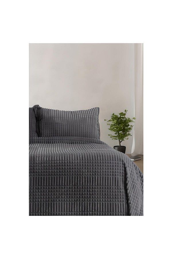 Merinos-Modern Line Anthracite 2 Piece Blanket Set 1