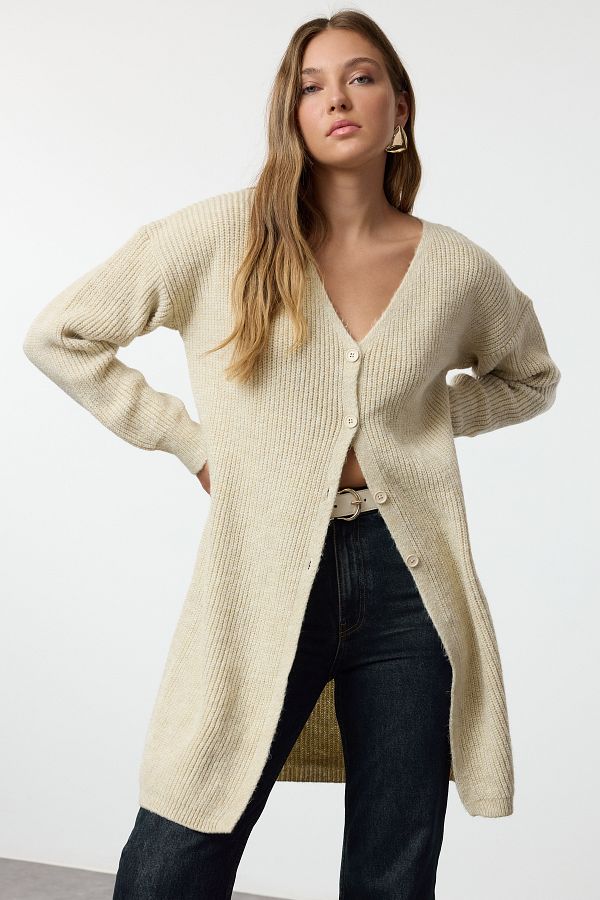 Ribbed Chenille Cardigan hillbilly Anthracite