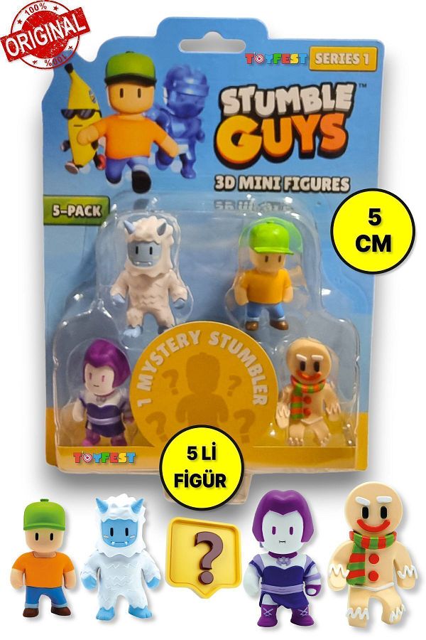 TOYFEST-Stumble Guys Series 1 - 3D Mini 1 i Set of 5 Figures with Surprise - Lilith Yeti Gingerbread Mr Stumble 1