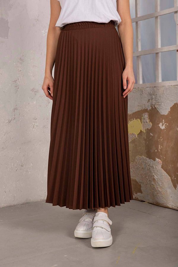 Melike Tatar-Brown Pleated Skirt 32-9001 1