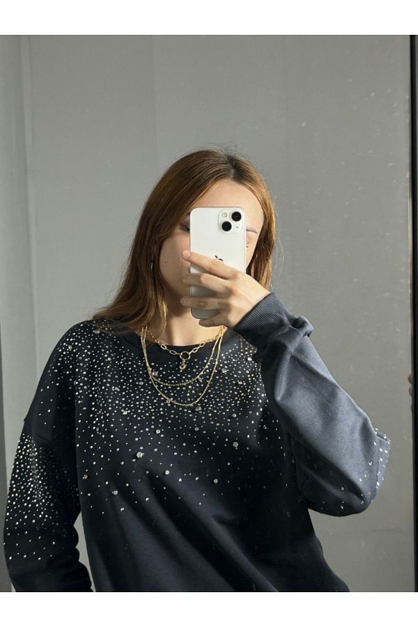 MINT NEW FASHION Women s Glittery Sweatshirt Trendyol