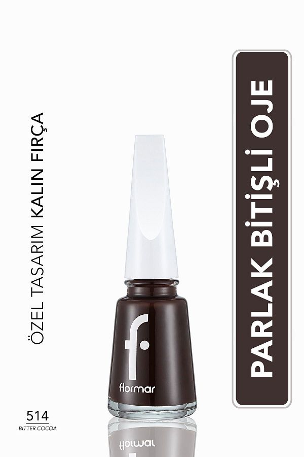 Flormar-High Pigmented Shiny Finish Nail Polish - Nail Enamel - 514 Dark Cocoa New 1