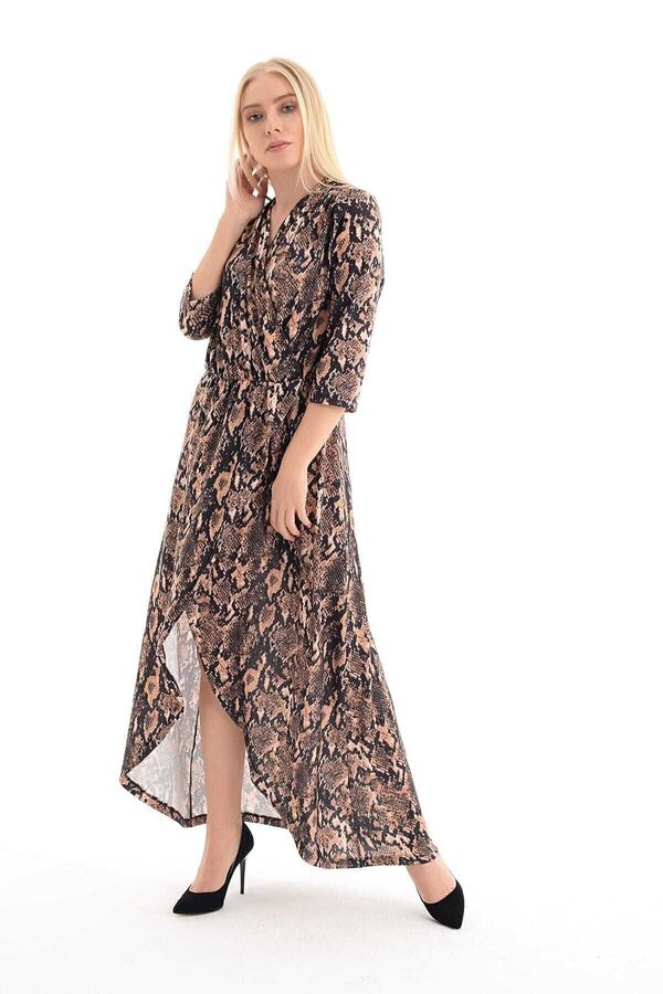 Sense-Rochie de damă, șarpe, cu guler dublu, cu talie elastică Elb31803 1
